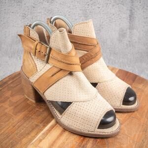 Roan Bed Stü‎ Natali Peep Toe Booties - Size 5 , Genuine Leather, 2.5" Heels